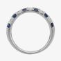 18ct White Gold Claw-set Sapphire and Diamond Half Eternity Ring 9009/18W/DQ775S