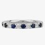 18ct White Gold Claw-set Sapphire and Diamond Half Eternity Ring 9009/18W/DQ775S