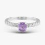 18ct White Gold Cushion Cut Purple Sapphire & Brilliant Cut Diamond Shoulder Set Solitaire Ring TE49428/3918WG/25-11-198