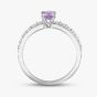 18ct White Gold Cushion Cut Purple Sapphire & Brilliant Cut Diamond Shoulder Set Solitaire Ring TE49428/3918WG/25-11-198