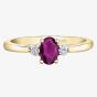 9ct Yellow Gold Ruby & Diamond Trilogy Ring 30910-9