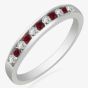 9ct White Gold Ruby and Diamond Channel Set Half Eternity Ring R10047S25R WG