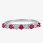 9ct White Gold Claw Set Ruby And Diamond Half Eternity Ring H6142R-9W-008F