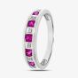 9ct White Gold Brilliant Cut Ruby & 0.02ct Diamond Half Eternity Ring PR10429W RU