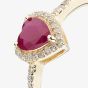 9ct Yellow Gold Ruby & Diamond Heart Cluster Ring RJR04754-R