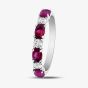 9ct White Gold Ruby & 0.2ct Diamond Half Eternity Ring 50L77WG RUBY