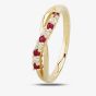 9ct Yellow Gold Ruby and Diamond Crossover Half Eternity Ring 9052/9Y/DQ1025R