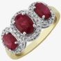 9ct Triple Ruby and Diamond Clusters Ring DRR844