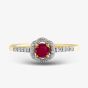  9ct Yellow Gold Ruby & Diamond Halo Ring OJR1701-R 