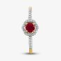  9ct Yellow Gold Ruby & Diamond Halo Ring OJR1701-R 