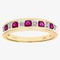 9ct Yellow Gold Five Stone Ruby Half Eternity Ring PR03027Y RU