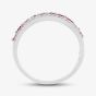 9ct White Gold Ruby & Diamond Three Row Half Eternity Ring PR10669 RU