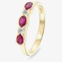 9ct Yellow Gold 0.60ct Ruby & Diamond Rubover Half Eternity Ring 8910/9Y/DQ10R