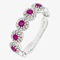 9ct White Gold Ruby Diamond Cluster Ring PR06629W RU