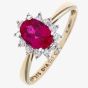 9ct Yellow Gold Oval Ruby & 0.25ct Diamond Cluster Ring PR10470Y RU