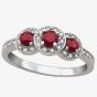 9ct White Gold Ruby and Diamond Triple Cluster Ring L54282WG/RUBY