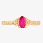  9ct Gold Oval Cut Ruby Diamond Shouldered Ring OJR0264-R 9KY 