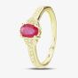  9ct Gold Oval Cut Ruby Diamond Shouldered Ring OJR0264-R 9KY 