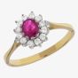 9ct Gold Diamond Ruby Oval Ring DRR138