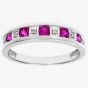 9ct White Gold Ruby & Diamond Half Eternity Ring PR10429W RU