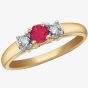 9ct Yellow Gold Ruby and Diamond Trilogy Ring 51T28/7-10