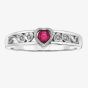 9ct White Gold Ruby and Diamond Heart Ring 51X19WG/10RUB