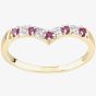 9ct Yellow Gold Ruby & Diamond Wishbone Ring R12720Y RU