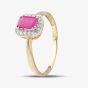 9ct Yellow Gold Ruby & 0.08ct Diamond Halo Ring DR1619YRU N