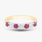 18ct Yellow Gold 0.45ct Brilliant Cut Ruby & 0.27ct Diamond Half Eternity Ring 320701J