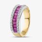 18ct Two Colour Gold Baguette Cut Ruby & Brilliant Cut Diamond Half Eternity Ring R19039-RUBY N