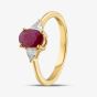 18ct Yellow Gold Oval Cut Ruby & Trillion Cut Diamond Shoulder Set Solitaire Ring R12893Y-RUBY N