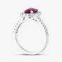18ct White Gold 1.53ct Oval Cut Ruby & 0.50ct Brilliant Cut Diamond Halo Shoulder Set Ring DRR9002-18W-G/VS