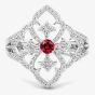 Tivon Versailles 18ct White Gold Ruby & Diamond Fleur De Lis Ring RW-1378-RB M1/2