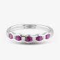 18ct White Gold Brilliant Cut Ruby & Diamond Wave Half Eternity Ring 35367G5 N