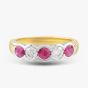 18ct Yellow Gold Brilliant Cut Ruby & Diamond Five Stone Ring 33690