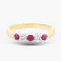 18ct Yellow Gold Brilliant Cut Ruby & Diamond Five Stone Ring 33680G5 N