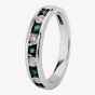 9ct White Gold Channel Set Emerald And Diamond Half Eternity Ring H6143E-9W-006F