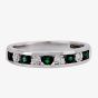 9ct White Gold Channel Set Emerald And Diamond Half Eternity Ring H6143E-9W-006F