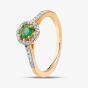  9ct Yellow Gold Emerald & Diamond Halo Ring OJR1701-E 