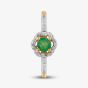  9ct Yellow Gold Emerald & Diamond Halo Ring OJR1701-E 