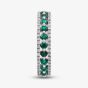 9ct White Gold Emerald & Diamond Three Row Half Eternity Ring PR10669 EM