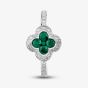 9ct White Gold Emerald & Diamond Quatrefoil Shaped Cluster Ring PR10950 EM