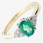 9ct Emerald and Diamond Oval Shouldered Ring DER761