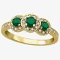 9ct Yellow Gold Emerald and Diamond Triple Cluster Ring L54282YG/EM