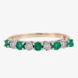 9ct Yellow Gold Claw Set Emerald And Diamond Half Eternity Ring H6142E-9Y-008F