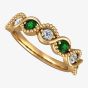 9ct Yellow Gold Emerald and Diamond Twist Half Eternity Ring 9910/9Y/DQ10E
