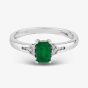  9ct White Gold Oblong Cut Emerald Diamond Shouldered Ring BSR13864-E 9KW 
