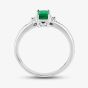  9ct White Gold Oblong Cut Emerald Diamond Shouldered Ring BSR13864-E 9KW 