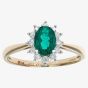 9ct Yellow Gold Oval Emerald & 0.25ct Diamond Cluster Ring PR10470Y EM