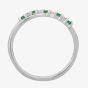 9ct White Gold Emerald and Diamond Crossover Half Eternity Ring 9052/9W/DQ1025E